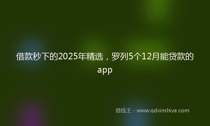 借款秒下的2025年精选，罗列5个12月能贷款的app