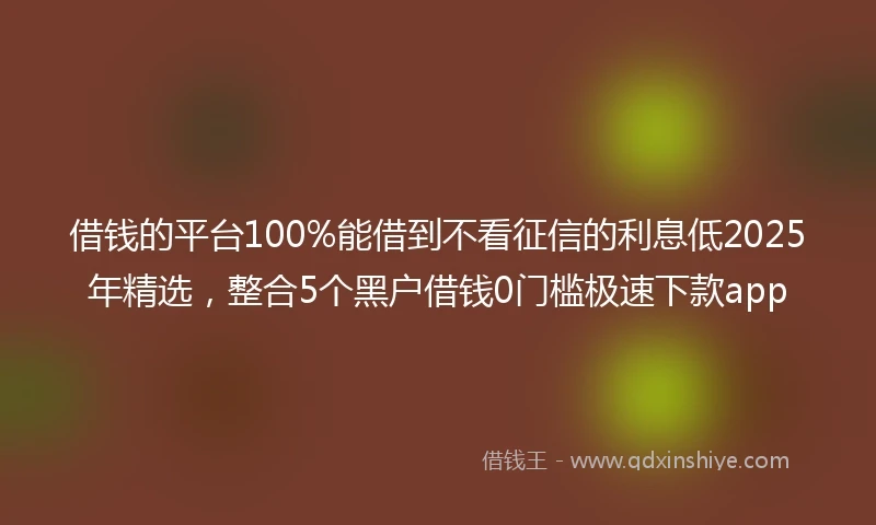 借钱的平台100%能借到不看征信的利息低2025年精选，整合5个黑户借钱0门槛极速下款app