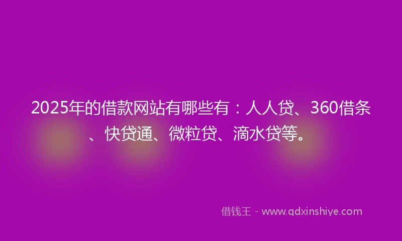 2025年的借款网站有哪些有：人人贷、360借条、快贷通、微粒贷、滴水贷等。