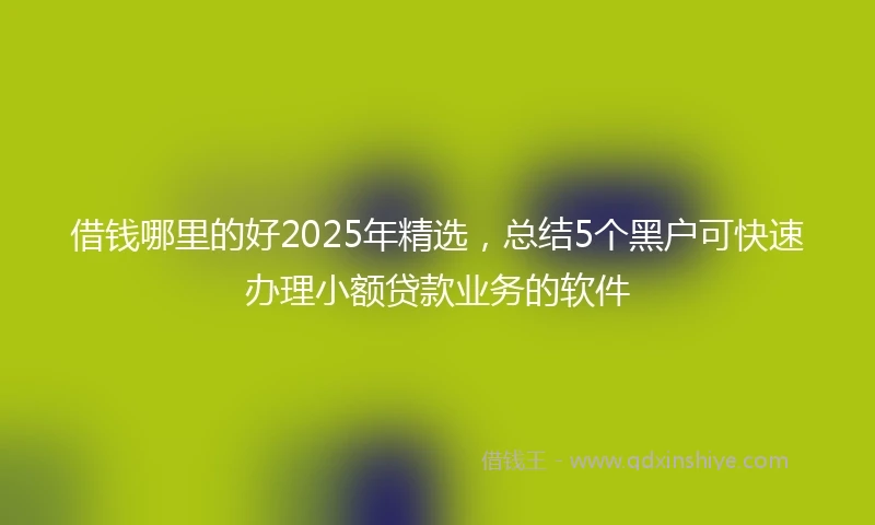 借钱哪里的好2025年精选，总结5个黑户可快速办理小额贷款业务的软件