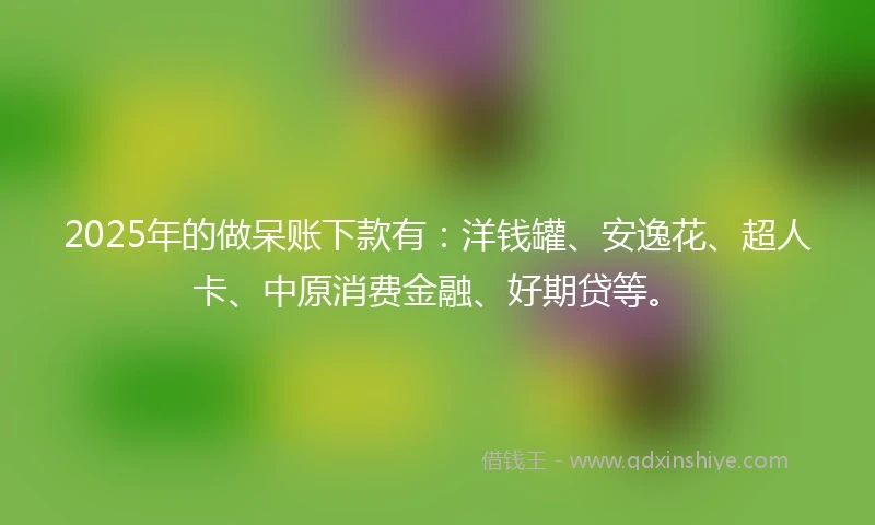2025年的做呆账下款有：洋钱罐、安逸花、超人卡、中原消费金融、好期贷等。