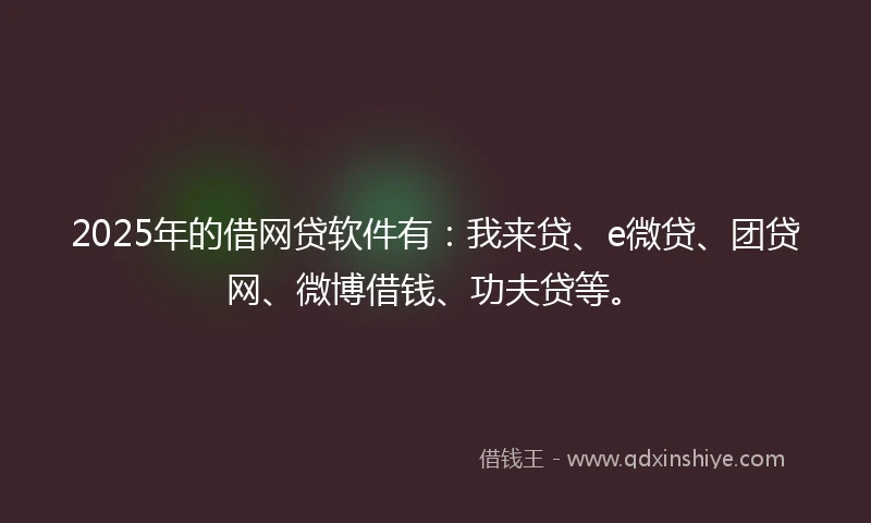2025年的借网贷软件有：我来贷、e微贷、团贷网、微博借钱、功夫贷等。