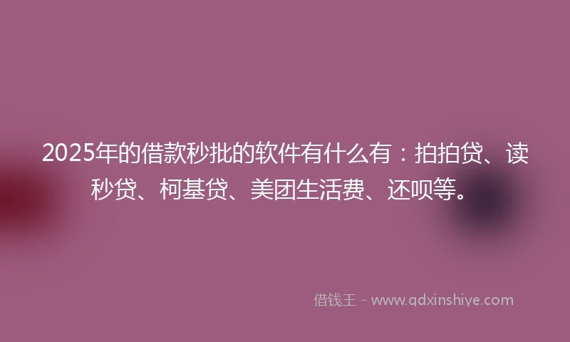 2025年的借款秒批的软件有什么有：拍拍贷、读秒贷、柯基贷、美团生活费、还呗等。
