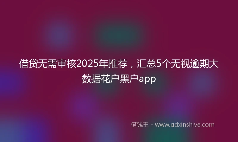 借贷无需审核2025年推荐，汇总5个无视逾期大数据花户黑户app