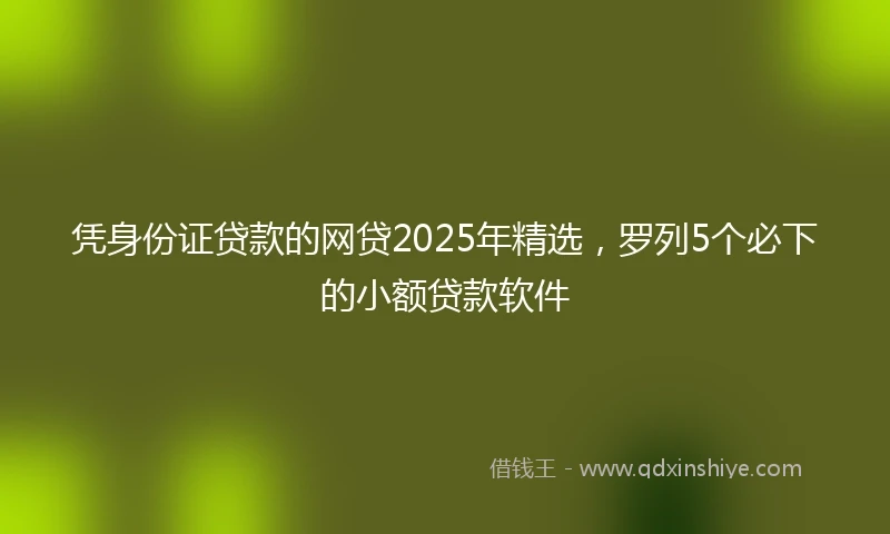 凭身份证贷款的网贷2025年精选，罗列5个必下的小额贷款软件