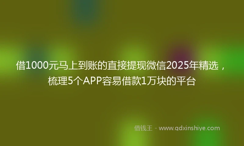 借1000元马上到账的直接提现微信2025年精选，梳理5个APP容易借款1万块的平台