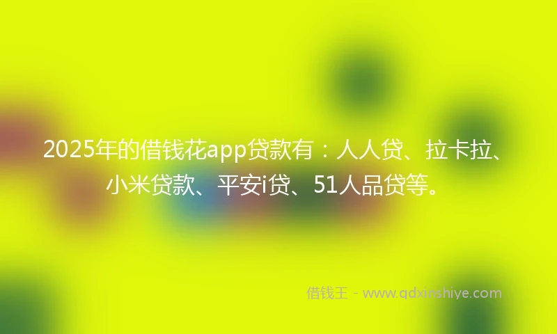 2025年的借钱花app贷款有：人人贷、拉卡拉、小米贷款、平安i贷、51人品贷等。