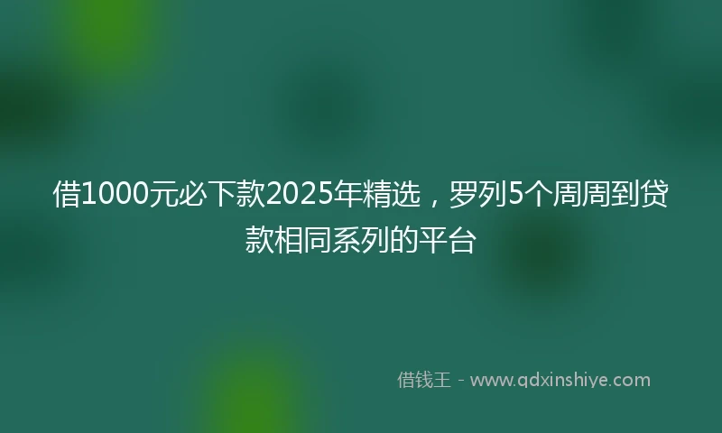 借1000元必下款2025年精选，罗列5个周周到贷款相同系列的平台