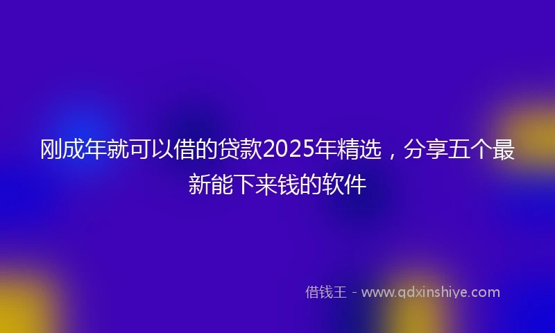 刚成年就可以借的贷款2025年精选,分享五个最新能下来钱的软件