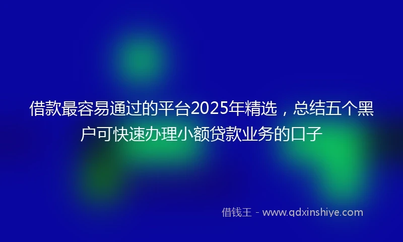 借款最容易通过的平台2025年精选，总结五个黑户可快速办理小额贷款业务的口子