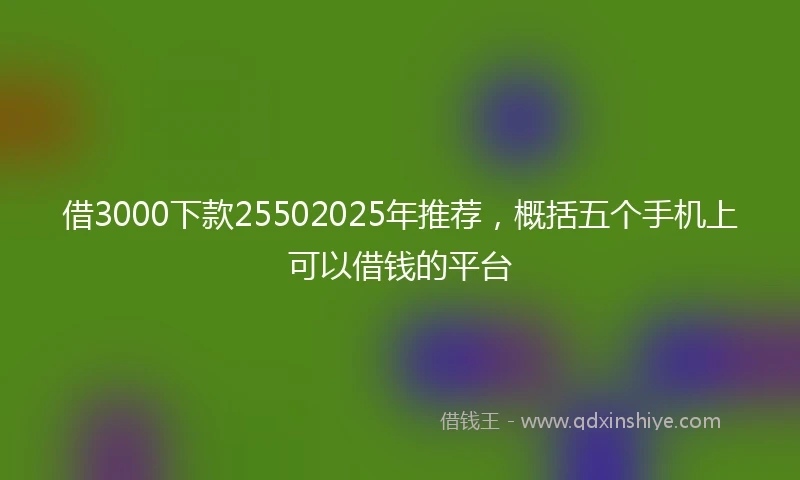 借3000下款25502025年推荐，概括五个手机上可以借钱的平台