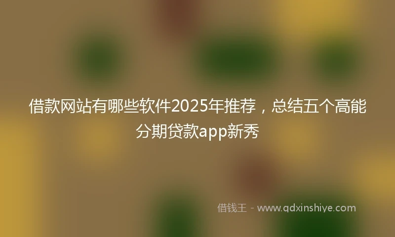 借款网站有哪些软件2025年推荐，总结五个高能分期贷款app新秀