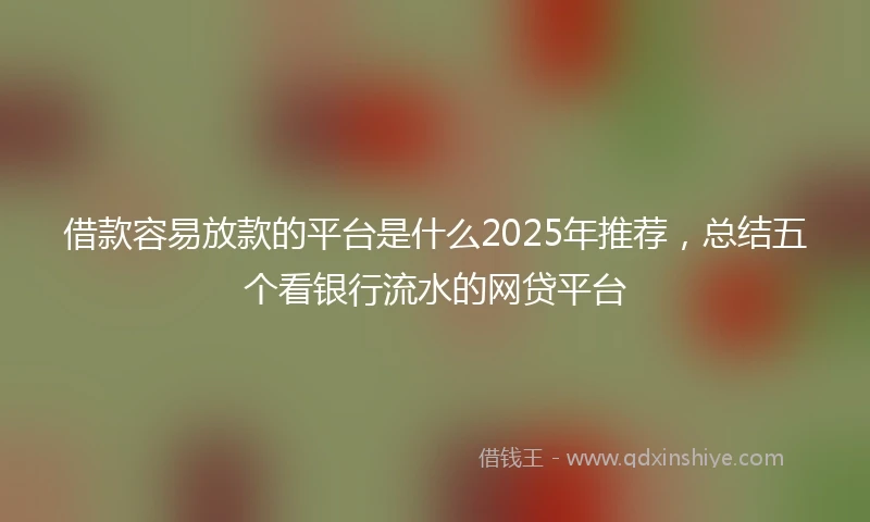 借款容易放款的平台是什么2025年推荐，总结五个看银行流水的网贷平台