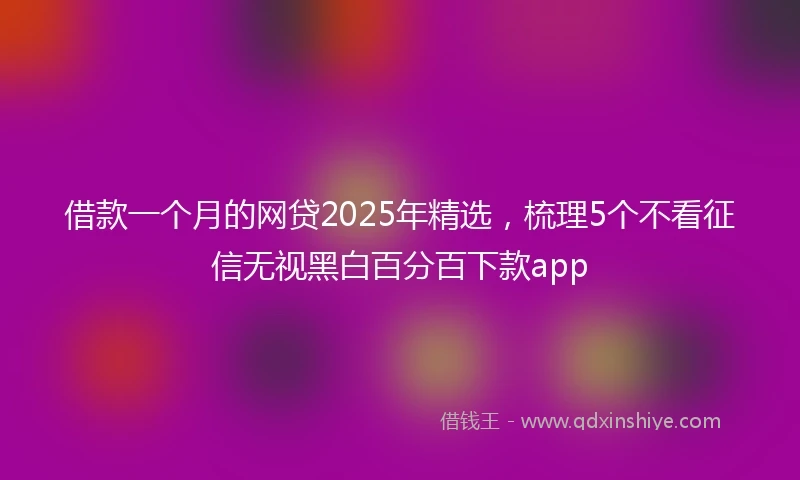 借款一个月的网贷2025年精选,梳理5个不看征信无视黑白百分百下款app