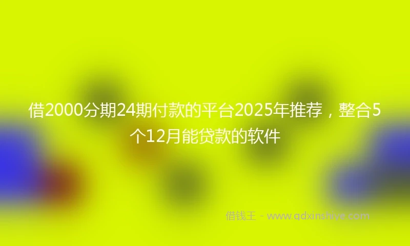 借2000分期24期付款的平台2025年推荐，整合5个12月能贷款的软件