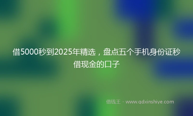 借5000秒到2025年精选，盘点五个手机身份证秒借现金的口子