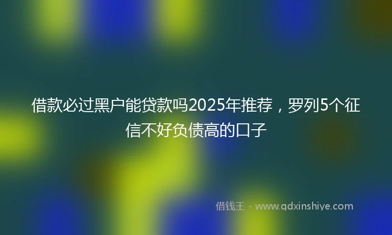 借款必过黑户能贷款吗2025年推荐，罗列5个征信不好负债高的口子