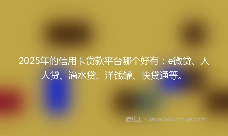 2025年的信用卡贷款平台哪个好有:e微贷、人人贷、滴水贷、洋钱罐、快贷通等。