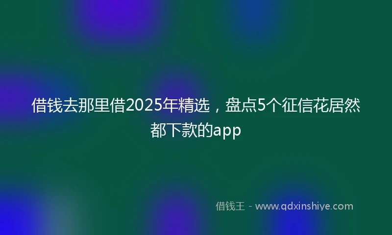 借钱去那里借2025年精选，盘点5个征信花居然都下款的app