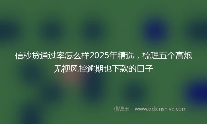 信秒贷通过率怎么样2025年精选，梳理五个高炮无视风控逾期也下款的口子