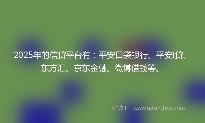 2025年的信贷平台有：平安口袋银行、平安i贷、东方汇、京东金融、微博借钱等。