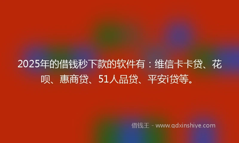 2025年的借钱秒下款的软件有：维信卡卡贷、花呗、惠商贷、51人品贷、平安i贷等。