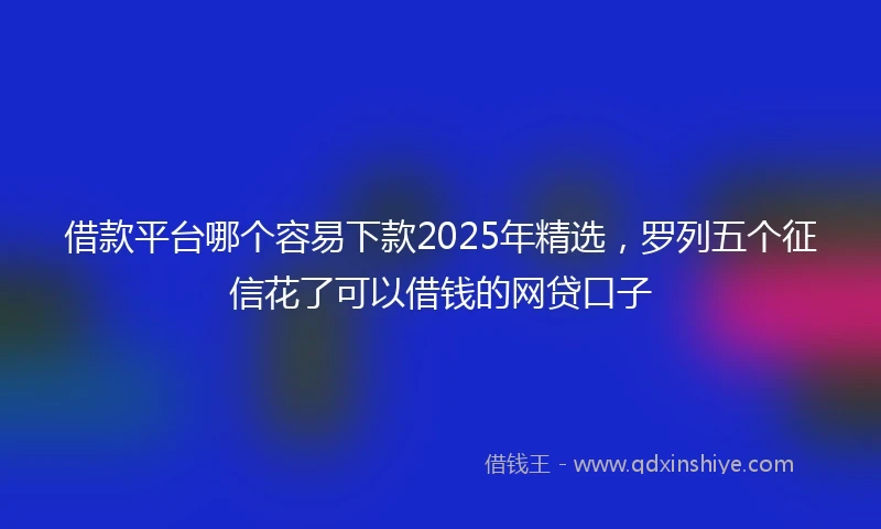 借款平台哪个容易下款2025年精选，罗列五个征信花了可以借钱的网贷口子