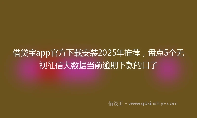 借贷宝app官方下载安装2025年推荐，盘点5个无视征信大数据当前逾期下款的口子