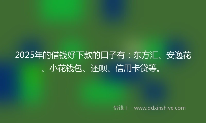2025年的借钱好下款的口子有：东方汇、安逸花、小花钱包、还呗、信用卡贷等。