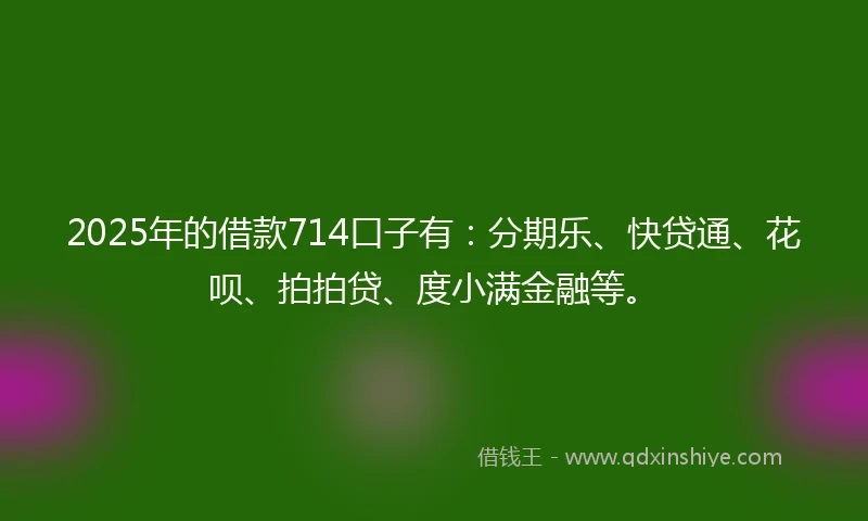 2025年的借款714口子有：分期乐、快贷通、花呗、拍拍贷、度小满金融等。