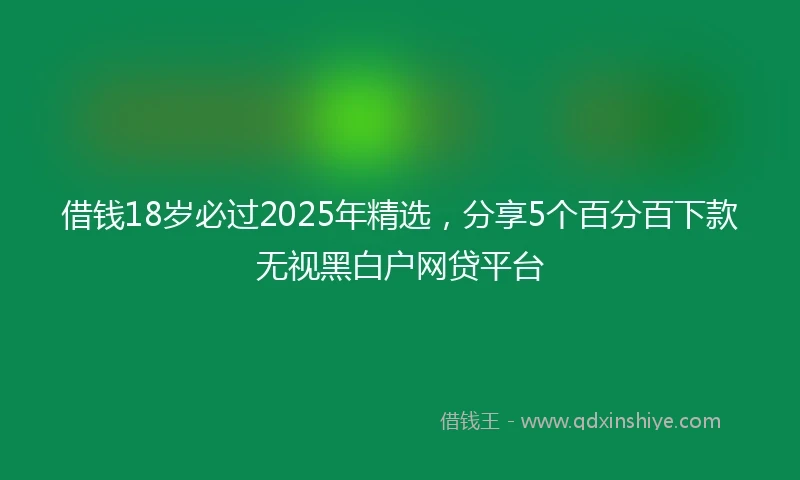 借钱18岁必过2025年精选，分享5个百分百下款无视黑白户网贷平台