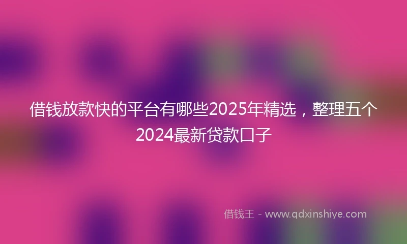 借钱放款快的平台有哪些2025年精选，整理五个2024最新贷款口子