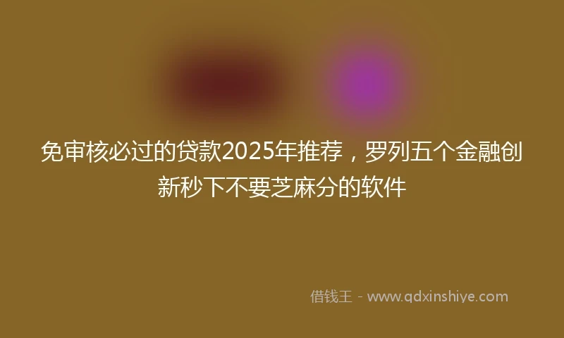 免审核必过的贷款2025年推荐，罗列五个金融创新秒下不要芝麻分的软件