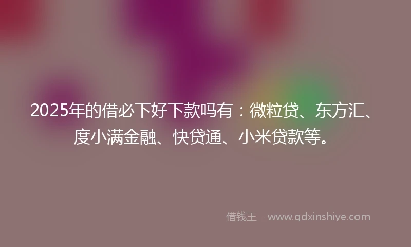 2025年的借必下好下款吗有：微粒贷、东方汇、度小满金融、快贷通、小米贷款等。