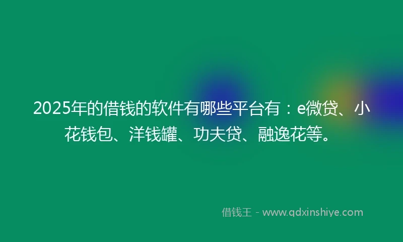 2025年的借钱的软件有哪些平台有：e微贷、小花钱包、洋钱罐、功夫贷、融逸花等。
