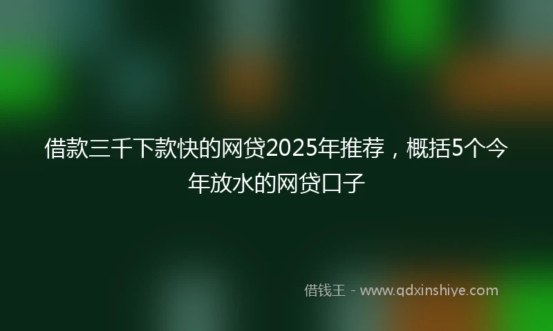 借款三千下款快的网贷2025年推荐，概括5个今年放水的网贷口子