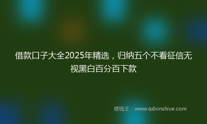 借款口子大全2025年精选，归纳五个不看征信无视黑白百分百下款