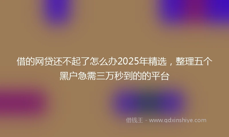 借的网贷还不起了怎么办2025年精选，整理五个黑户急需三万秒到的的平台