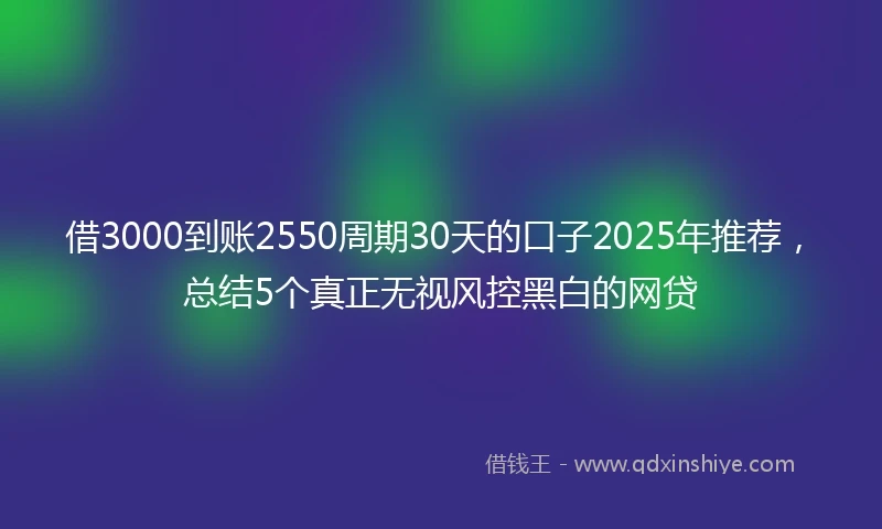 借3000到账2550周期30天的口子2025年推荐，总结5个真正无视风控黑白的网贷