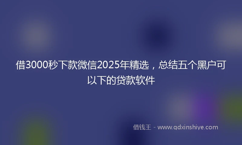 借3000秒下款微信2025年精选，总结五个黑户可以下的贷款软件