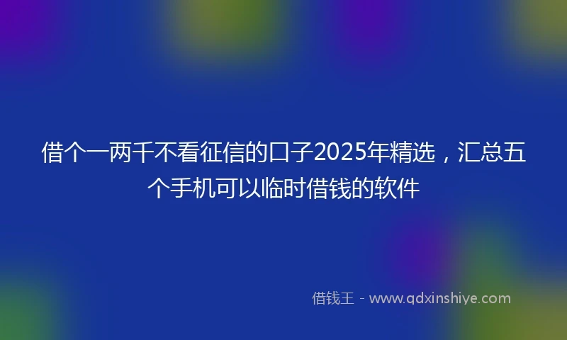 借个一两千不看征信的口子2025年精选，汇总五个手机可以临时借钱的软件