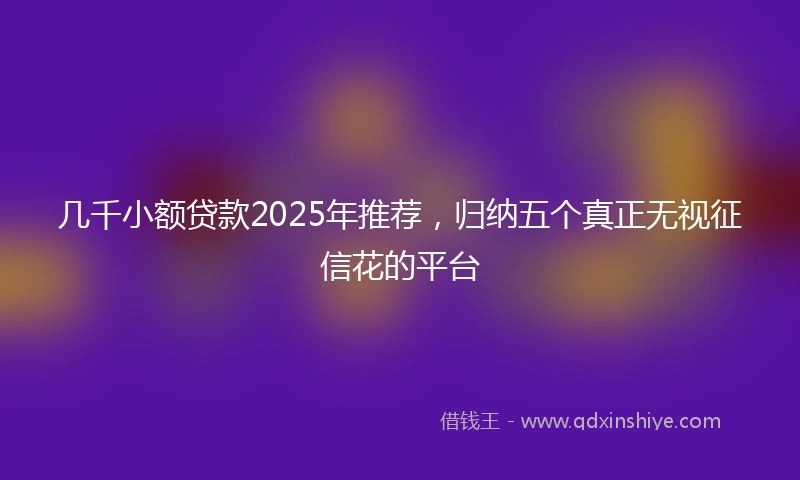 几千小额贷款2025年推荐，归纳五个真正无视征信花的平台