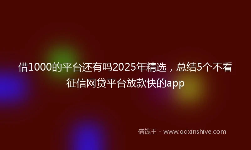 借1000的平台还有吗2025年精选，总结5个不看征信网贷平台放款快的app