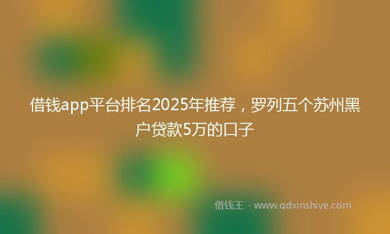 借钱app平台排名2025年推荐，罗列五个苏州黑户贷款5万的口子