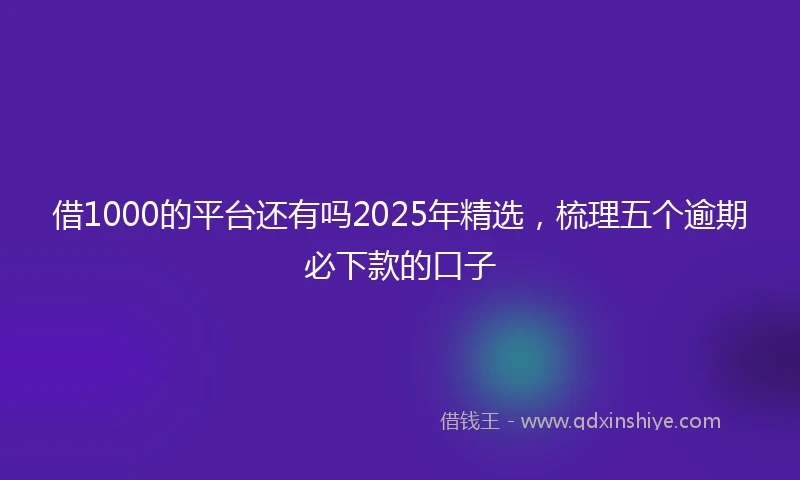 借1000的平台还有吗2025年精选，梳理五个逾期必下款的口子