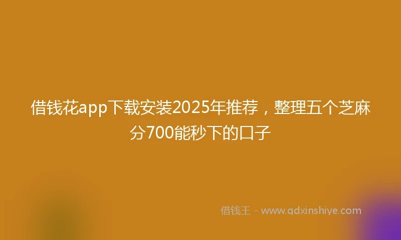 借钱花app下载安装2025年推荐，整理五个芝麻分700能秒下的口子