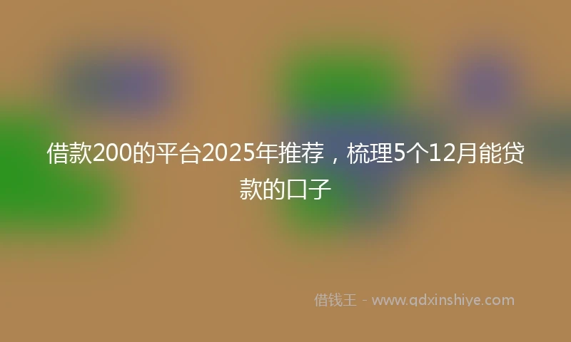 借款200的平台2025年推荐，梳理5个12月能贷款的口子