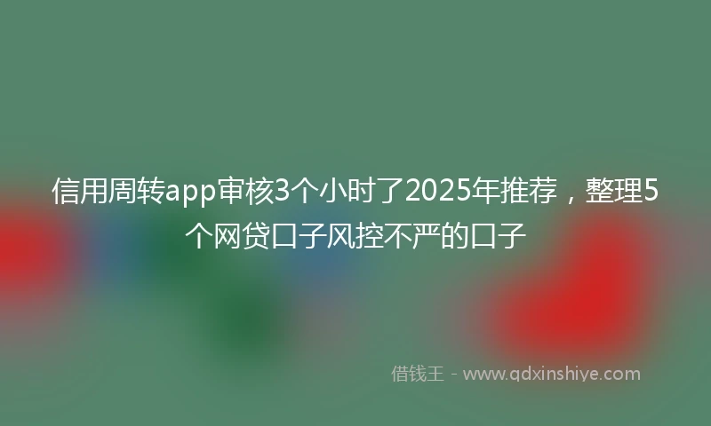 信用周转app审核3个小时了2025年推荐，整理5个网贷口子风控不严的口子