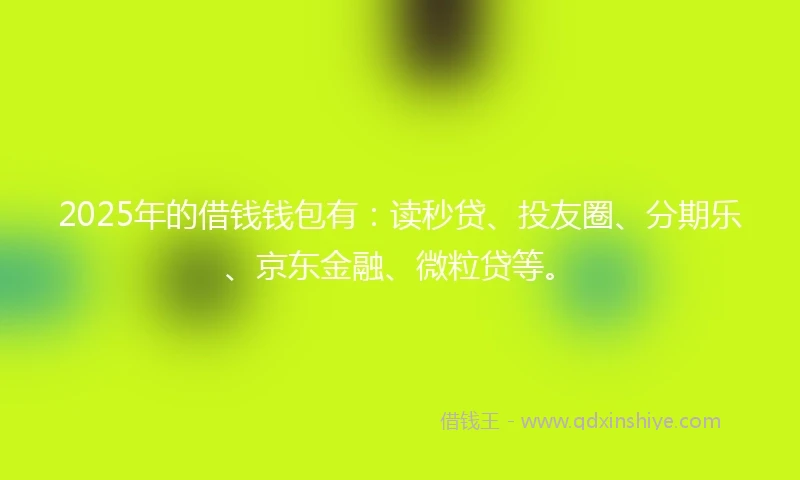 2025年的借钱钱包有：读秒贷、投友圈、分期乐、京东金融、微粒贷等。