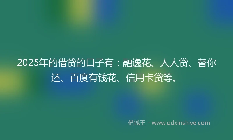 2025年的借贷的口子有：融逸花、人人贷、替你还、百度有钱花、信用卡贷等。